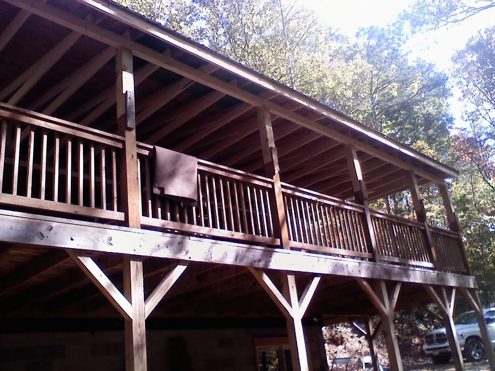 Timber framing under a new elevated porch and deck — Roof Leak Repair in Wiota by Roofing Brothers